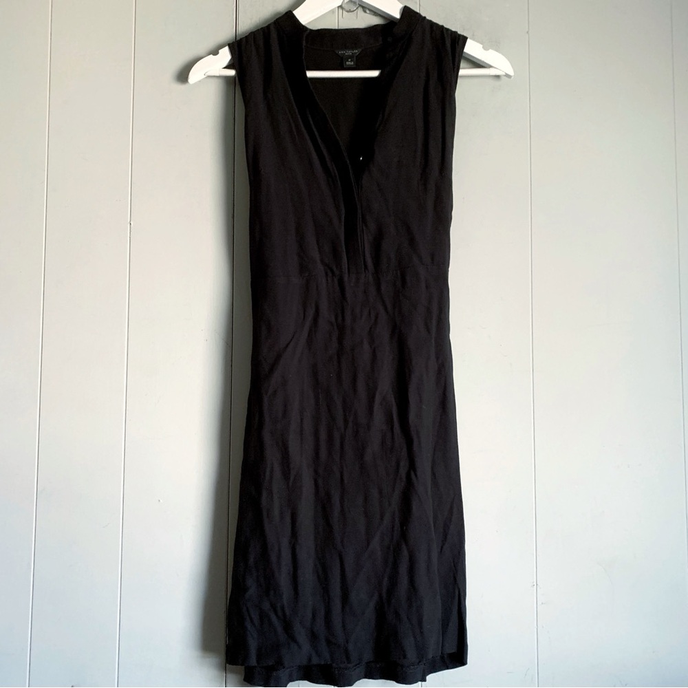 Ann Taylor Black V Tie Waist Dress 2 Petite